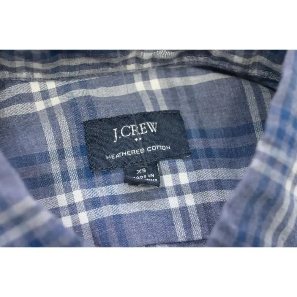 J Crew Dress Shirt Heathered Cotton Plaid‎ Long Sleeve Button Up Mens XS XSMALL